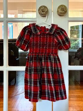 Ivy City Co Mini Evie Red Plaid Smocked Holiday Dress